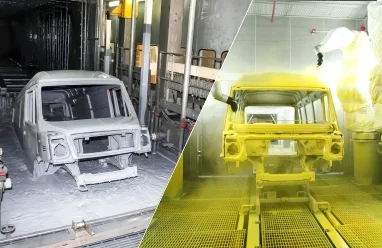 C.E.D. primer application and robotic top coat painting for paint gloss retention