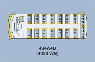 Seating capacity: 53 + A + D